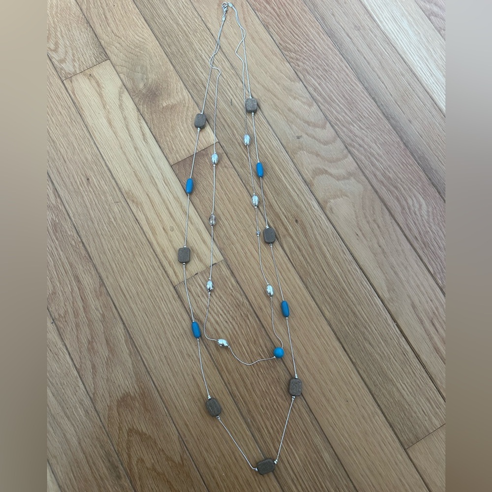 New York & Company Silver and Blue Multi-Strand Necklace